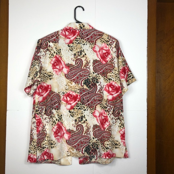 Vintage peachskin paisley print button down Sz XL - Picture 7 of 7